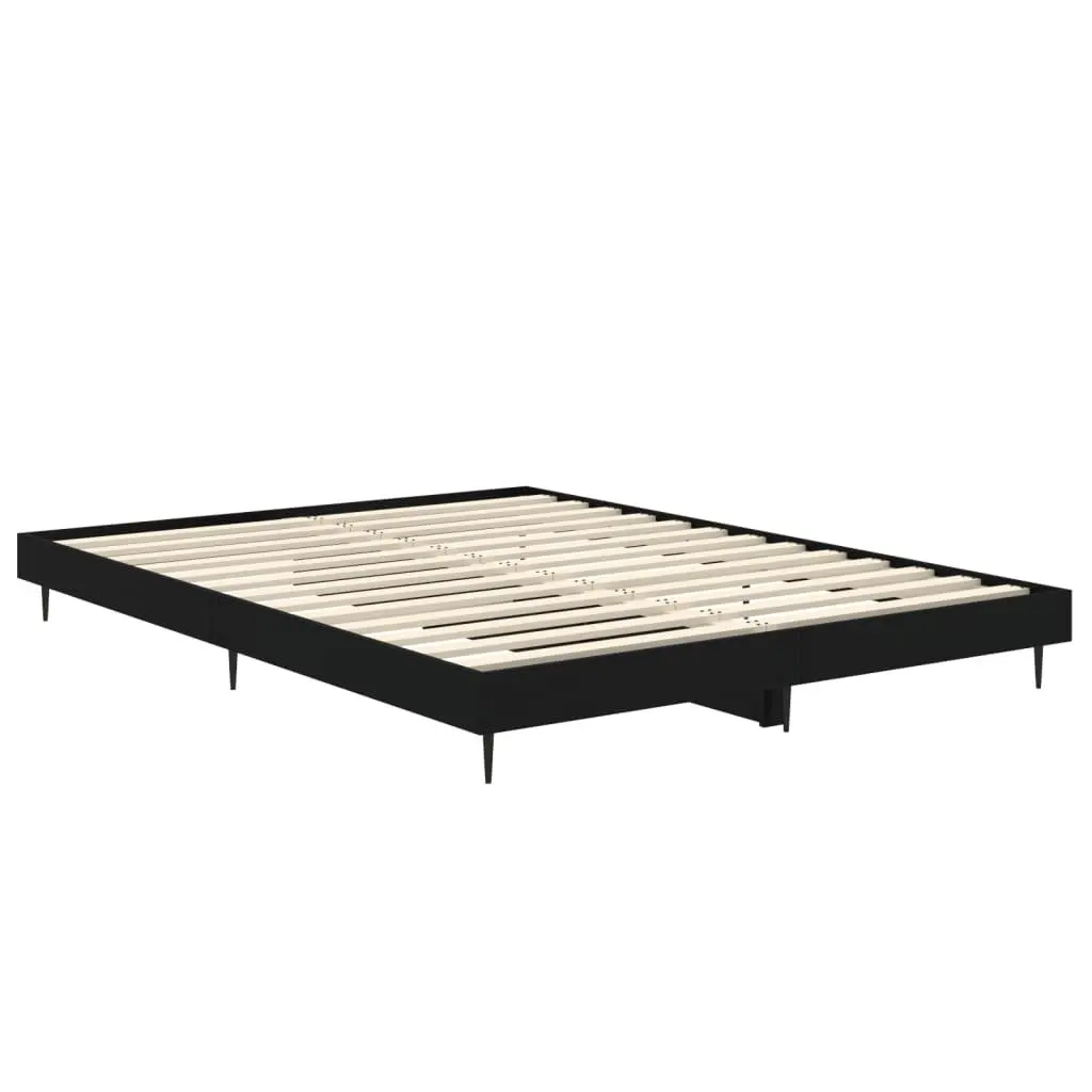 Black Bed Frame 135x190 cm with Metal Legs