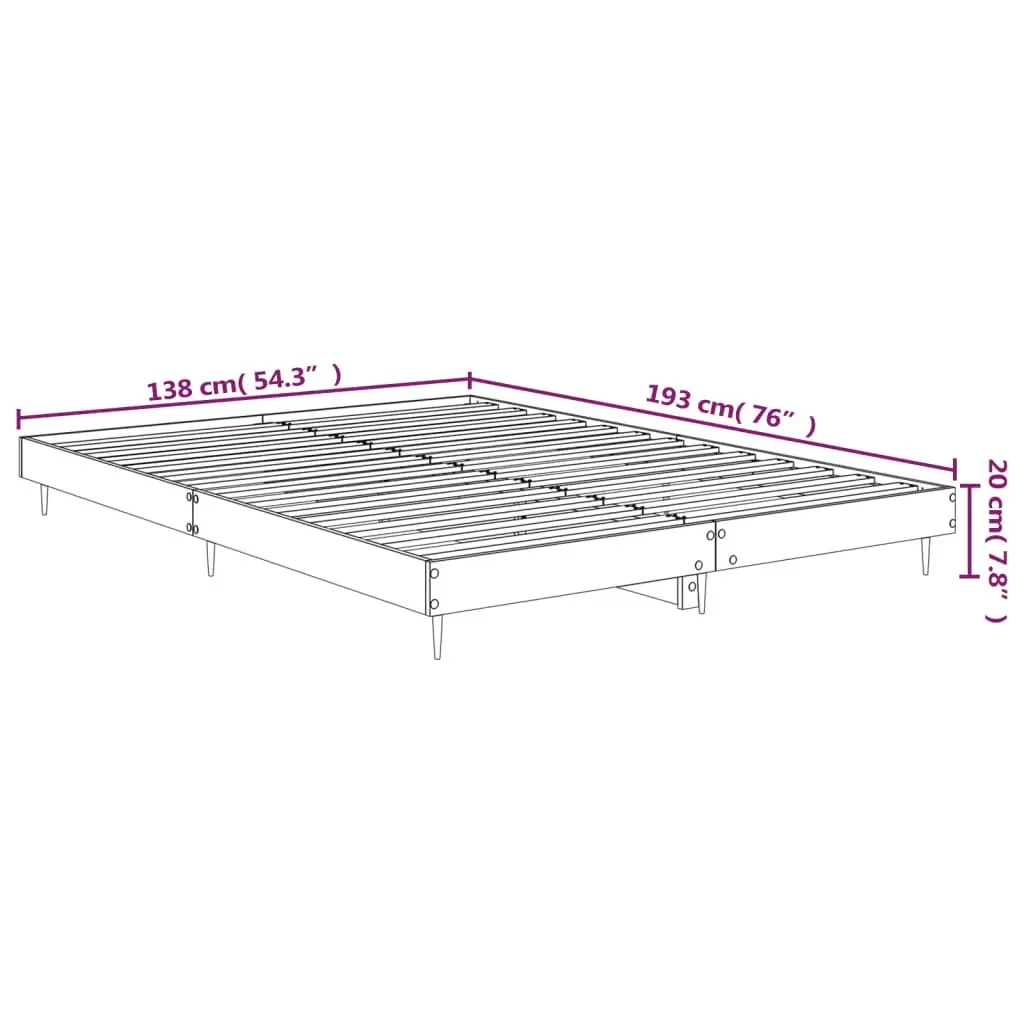 Black Bed Frame 135x190 cm with Metal Legs