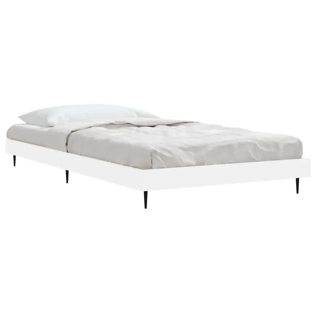 White Bed Frame 90x190 cm with Slatted Base