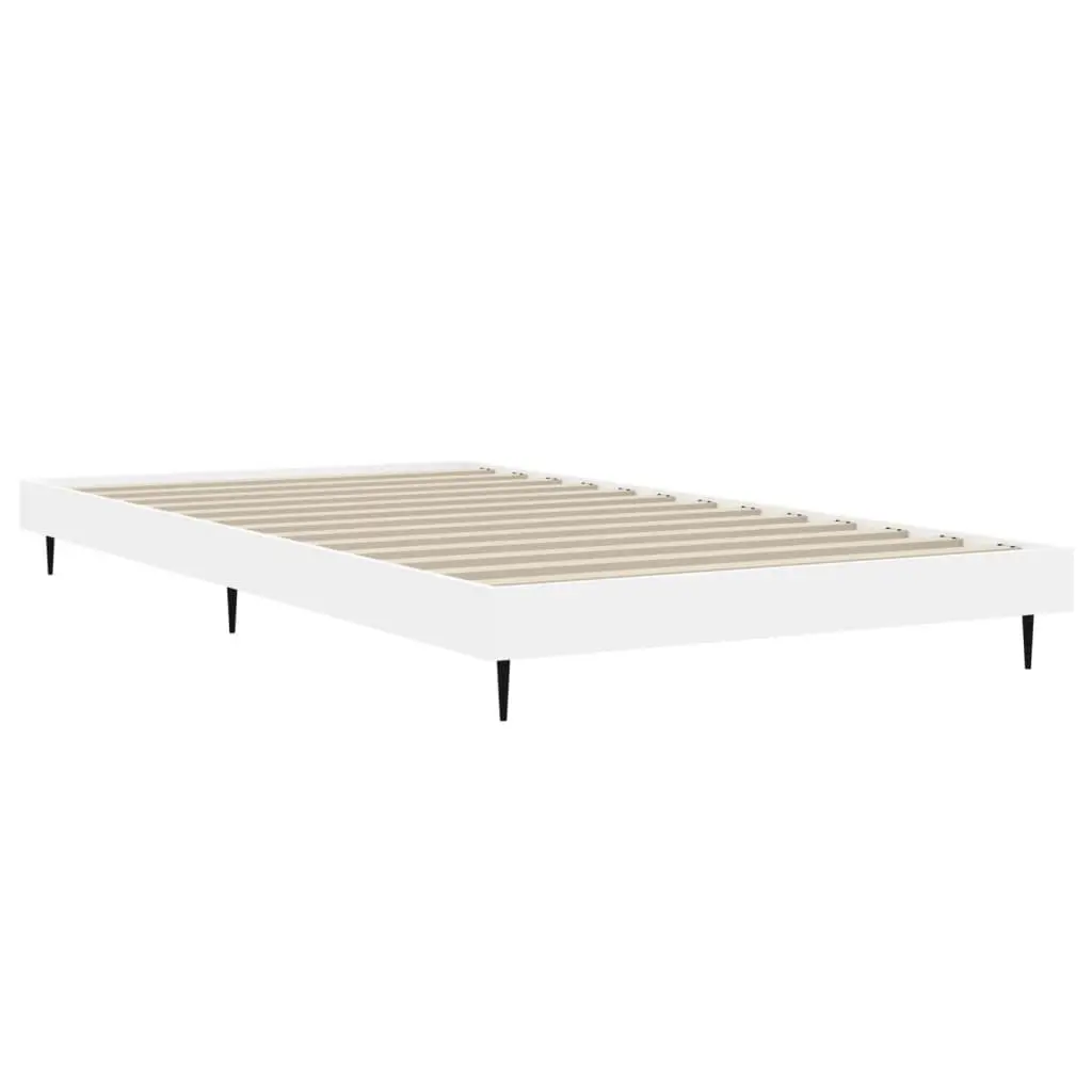 White Bed Frame 90x190 cm with Slatted Base