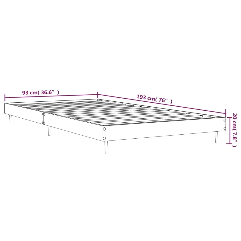 White Bed Frame 90x190 cm with Slatted Base