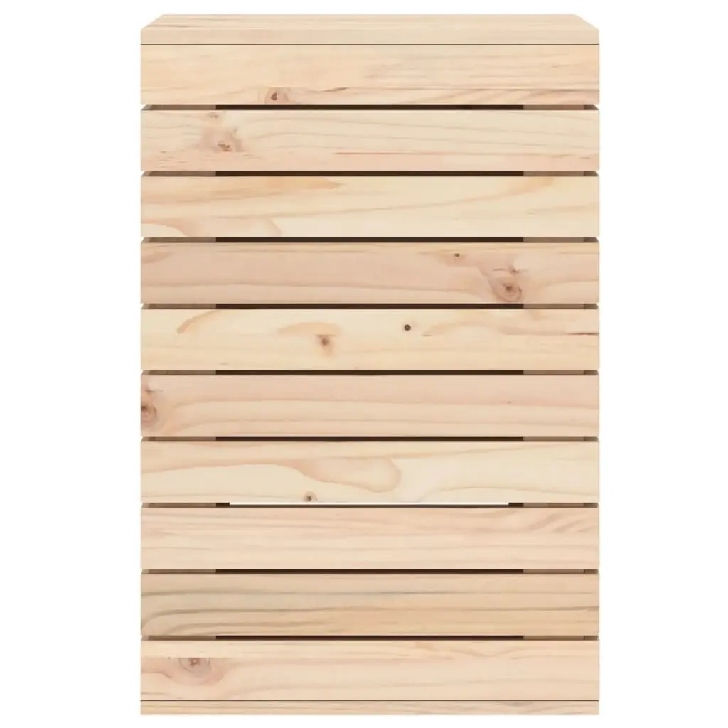 Laundry Basket Solid Pine Wood 44x44x66 cm Brown Storage Bin with Lid