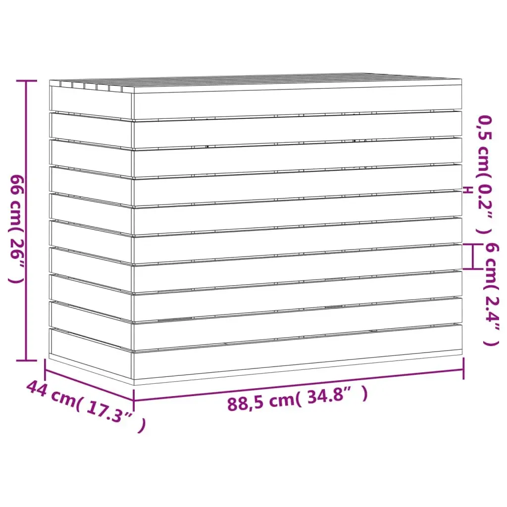 Wooden Laundry Basket with Lid 88.5x44x66 cm