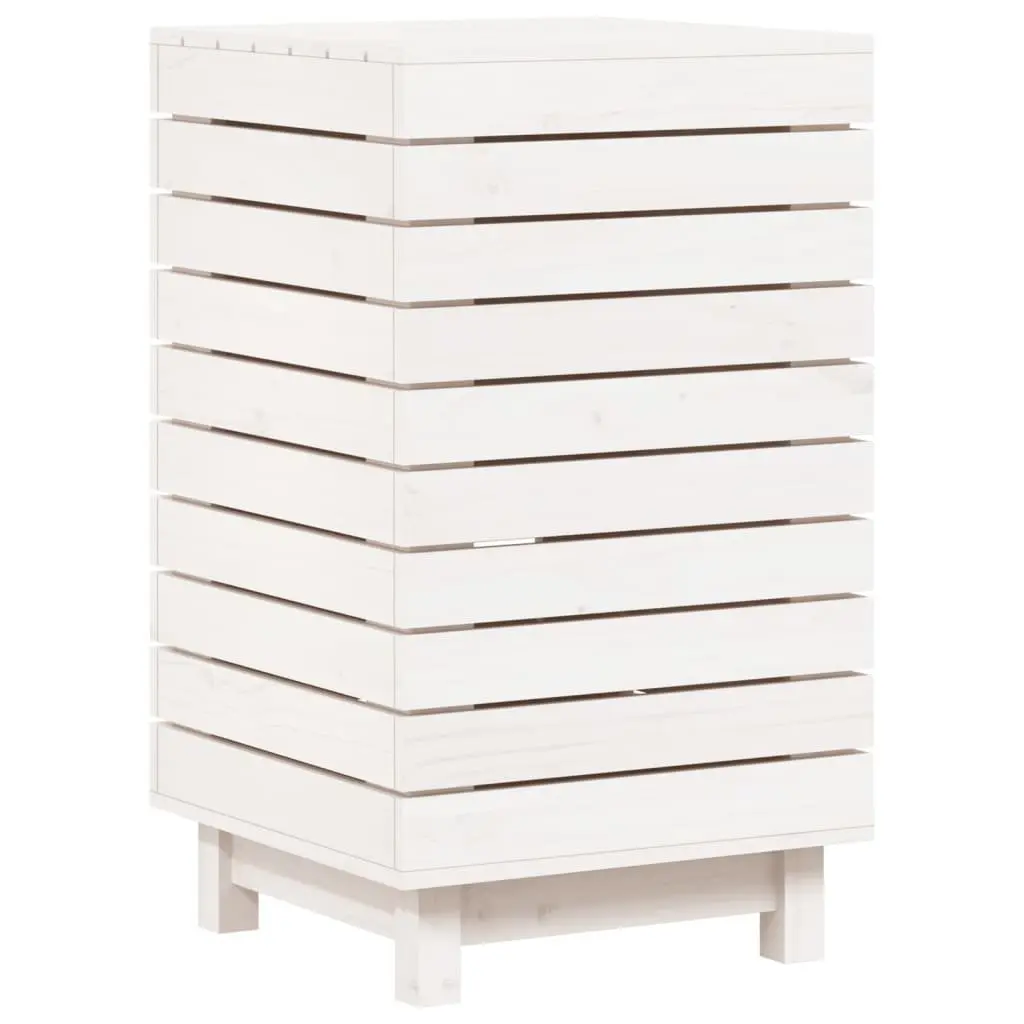 Laundry Basket White Solid Wood Pine Storage Bin with Lid Household Hamper