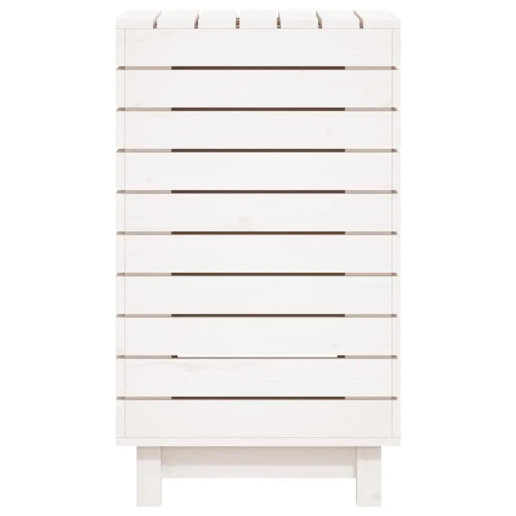 Laundry Basket White Solid Wood Pine Storage Bin with Lid Household Hamper