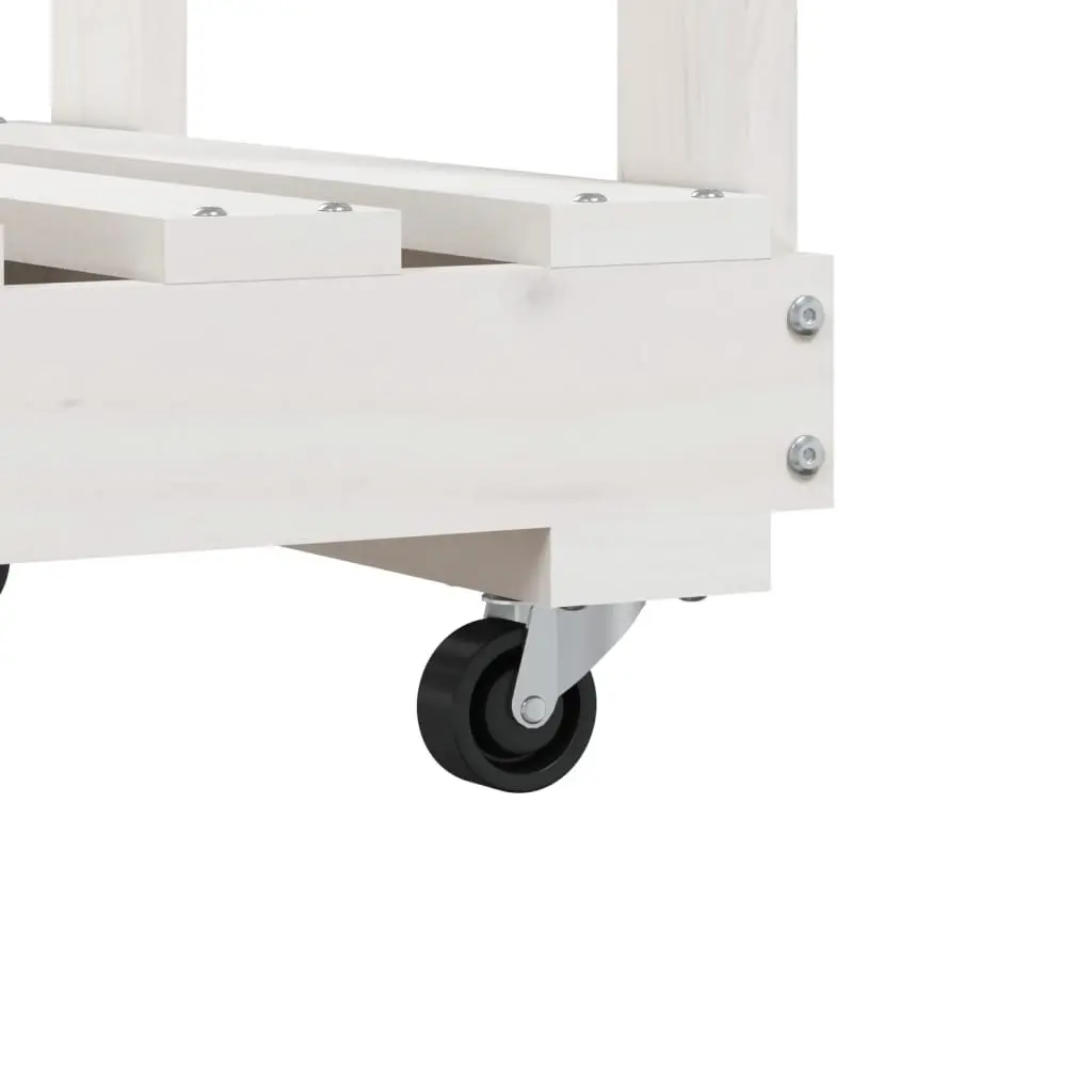 Wooden Log Holder with Wheels for Firewood Storage