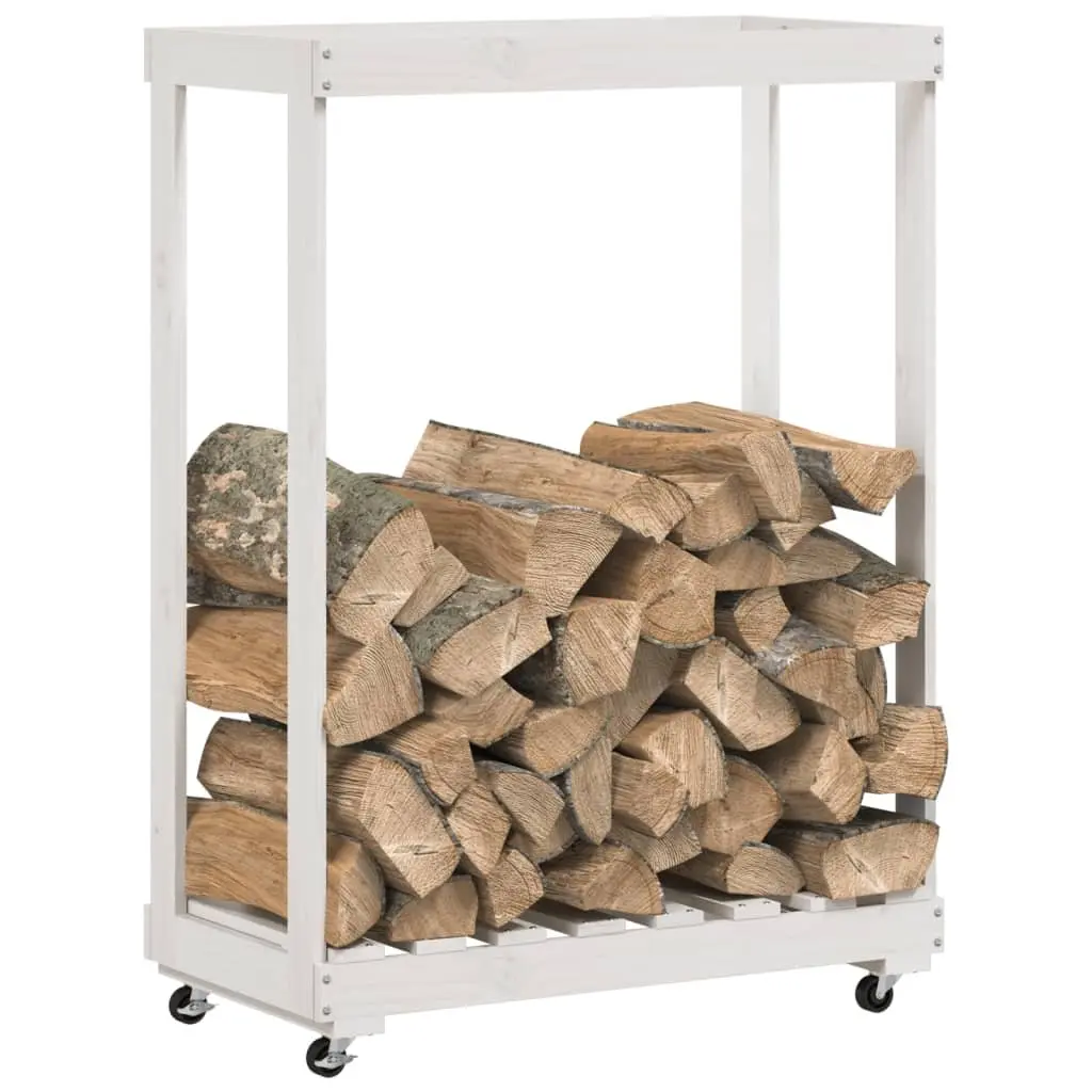 Wooden Log Holder with Wheels for Firewood Storage