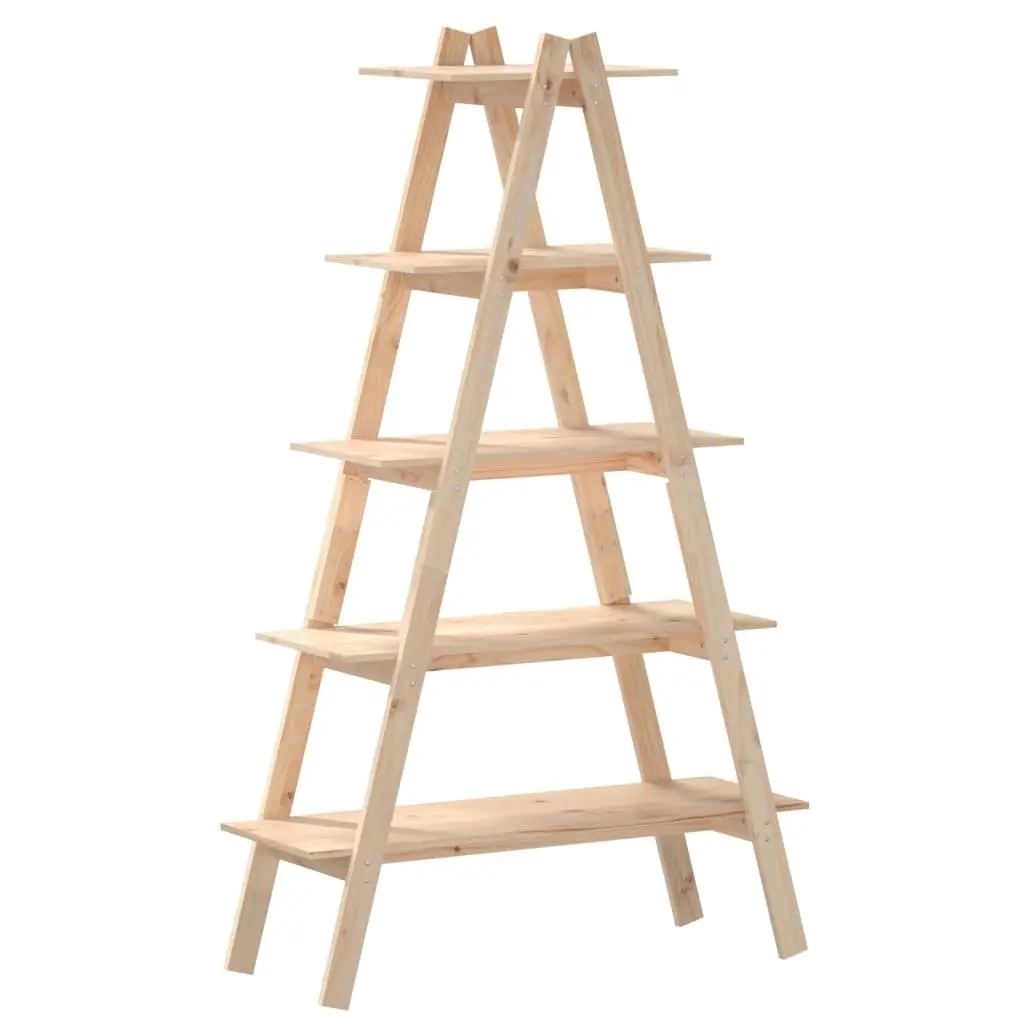 5-Tier A-Frame Wooden Shelf in Brown Pine