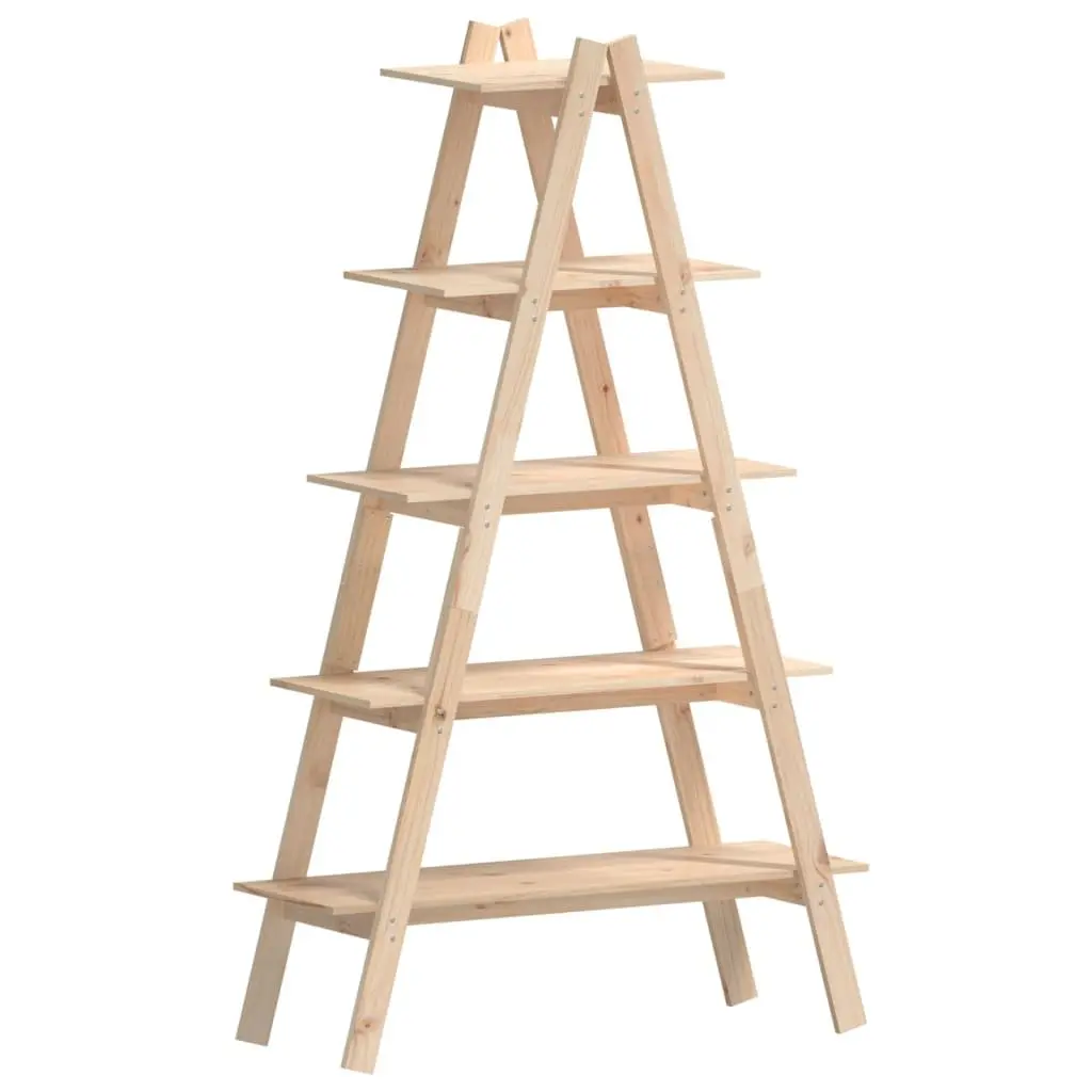 5-Tier A-Frame Wooden Shelf in Brown Pine
