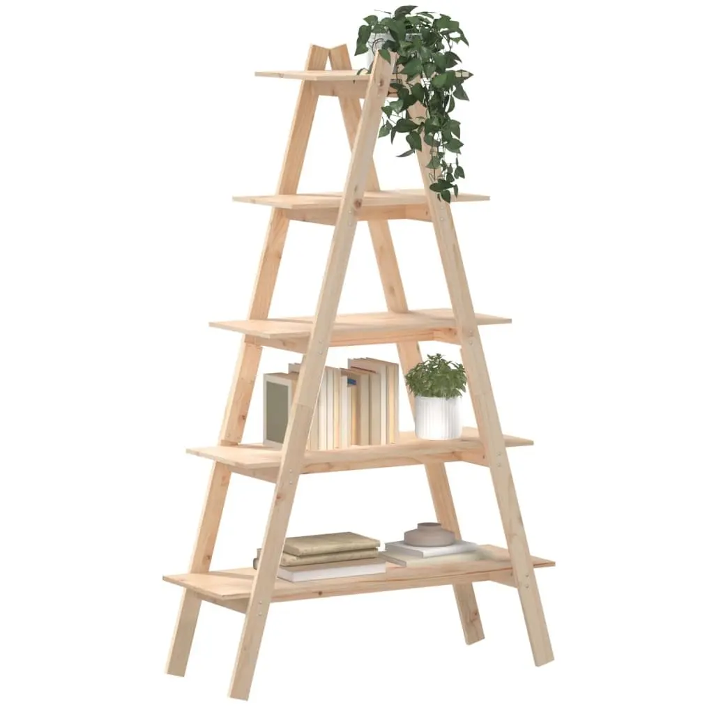 5-Tier A-Frame Wooden Shelf in Brown Pine