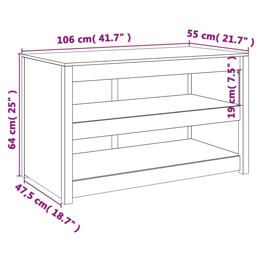 Outdoor Kitchen Cabinet Solid Pine Wood Brown 106W x 55D x 64H cm