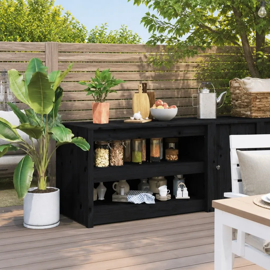 Outdoor Kitchen Cabinet Solid Pine Wood 106 x 55 x 64 cm Black