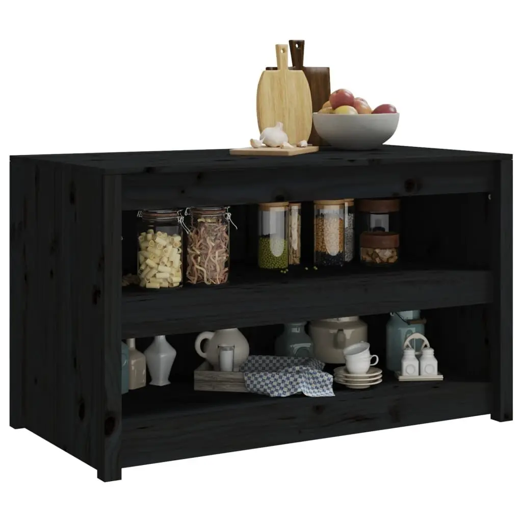 Outdoor Kitchen Cabinet Solid Pine Wood 106 x 55 x 64 cm Black