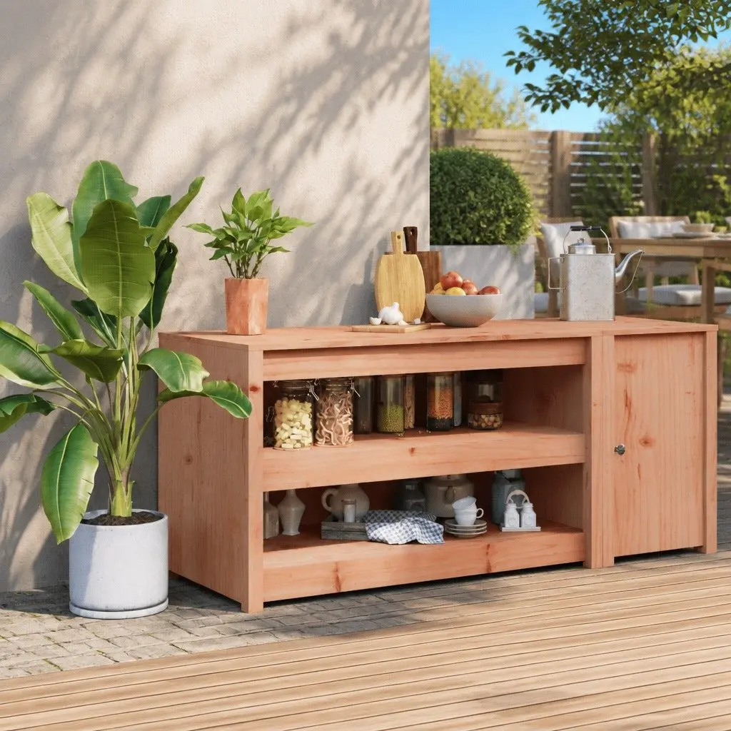 Brown Solid Wood Outdoor Kitchen Cabinet for Storage