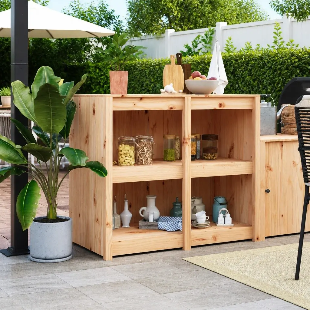 Solid Pine Wood Outdoor Kitchen Cabinet with Ample Storage