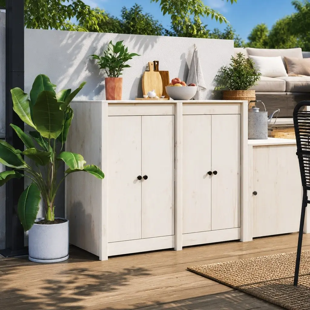 White Solid Pine Kitchen Cabinet Doors 50x9x82cm Flush Mount