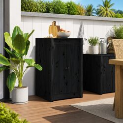 Black Solid Pine Wood Outdoor Kitchen Cabinet Door