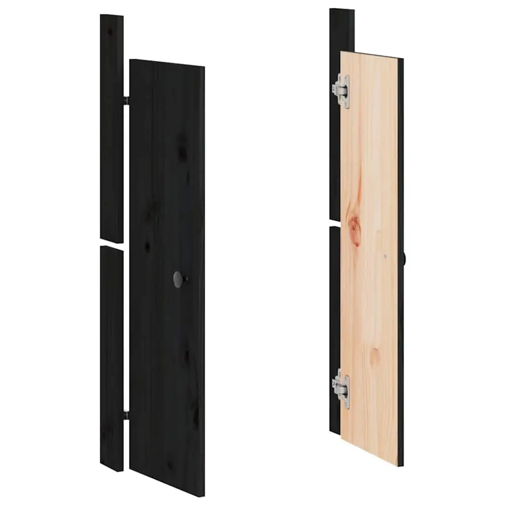 Outdoor Kitchen Cabinet Doors 2pc Black Solid Pine Wood Garden Storage Access