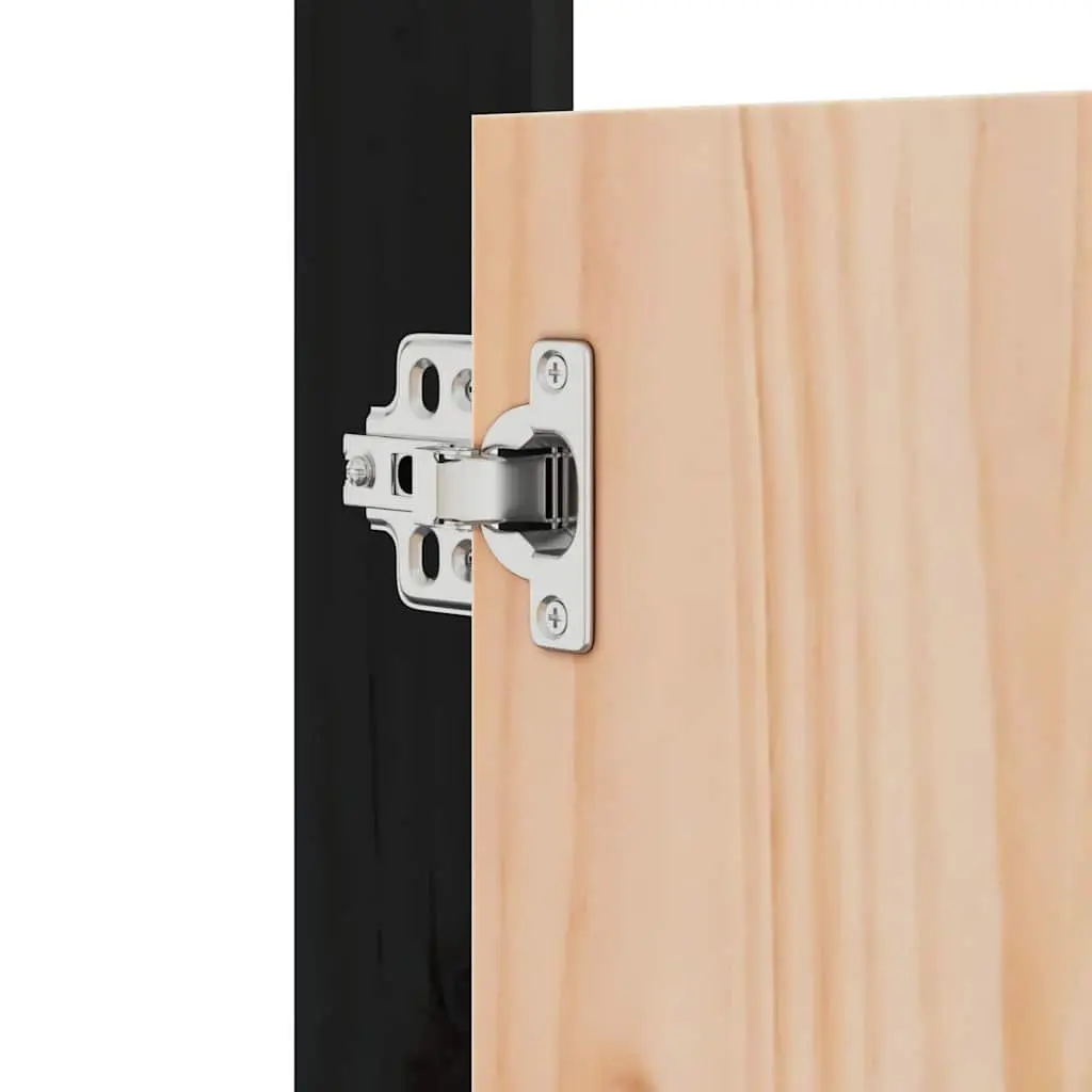 Outdoor Kitchen Cabinet Doors 2pc Black Solid Pine Wood Garden Storage Access