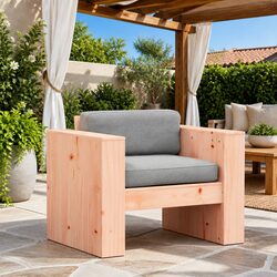Sturdy Brown Wooden Garden Sofa with Armrests for Outdoor Comfort