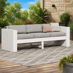 Sturdy White Wooden 3-Seater Garden Sofa for Outdoors
