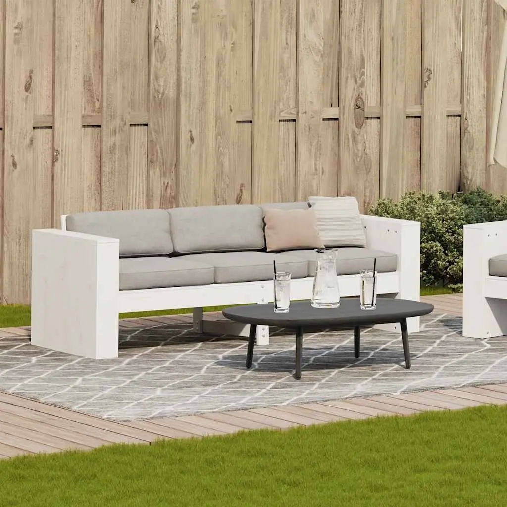 White Wooden 3-Seater Garden Sofa for Outdoors