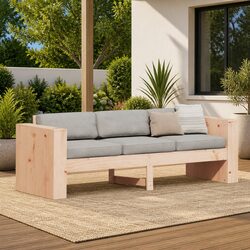 Durable 3-Seater Wooden Garden Sofa in Brown