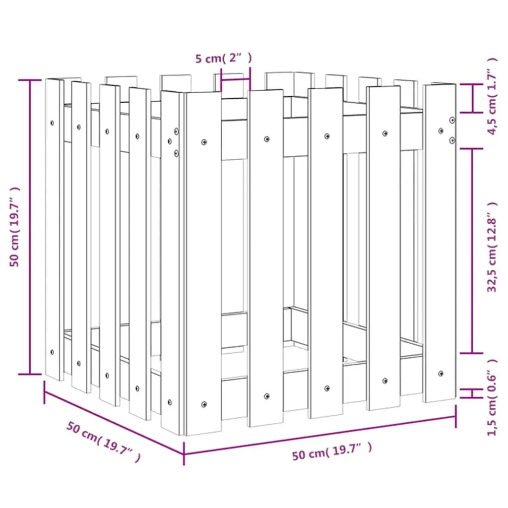 Solid Wood Garden Planter Box 50x50x50cm