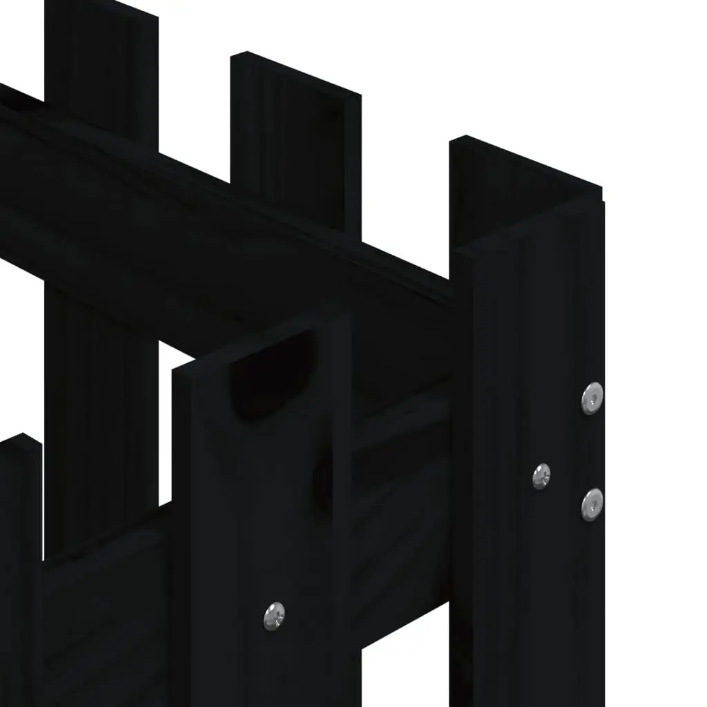 Wooden Garden Planter with Fence Design Black 50x50x50cm Deep Plant Box Outdoor