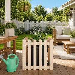Durable Garden Planter with Charming Fence Design 60x60x60 cm