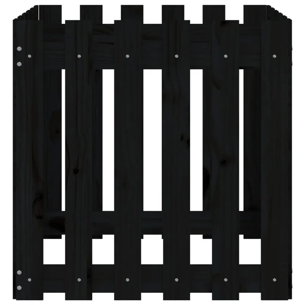 Garden Planter Solid Pine Wood 60x60x60 cm Black