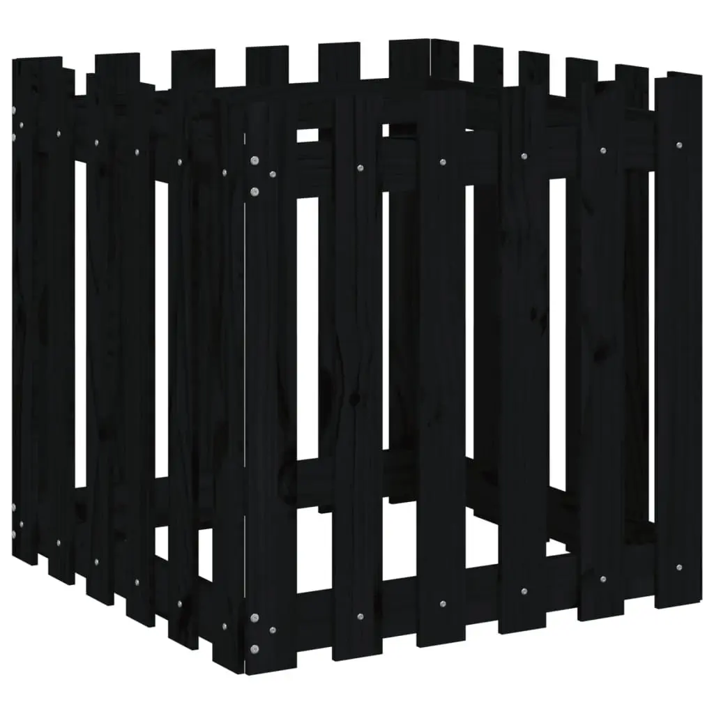 Garden Planter Solid Pine Wood 60x60x60 cm Black
