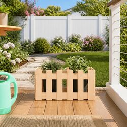 Solid Wood Pine Garden Planter Box with Fence Design