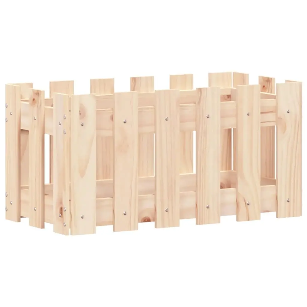 Garden Planter Box with Fence Design Solid Wood Pine Outdoor Patio Flower Pot