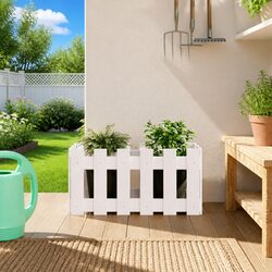 Premium Solid Wood Garden Planter Box with Fence Design