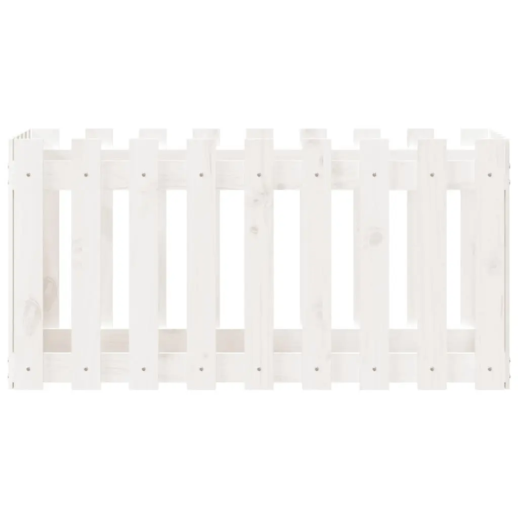 Garden Raised Bed Solid Pine 100x50x50 cm White Planter Box