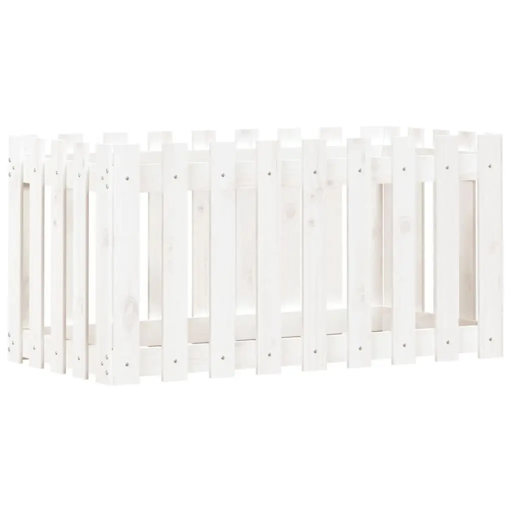 Garden Raised Bed Solid Pine 100x50x50 cm White Planter Box