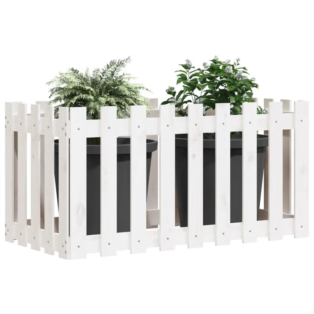 Garden Raised Bed Solid Pine 100x50x50 cm White Planter Box