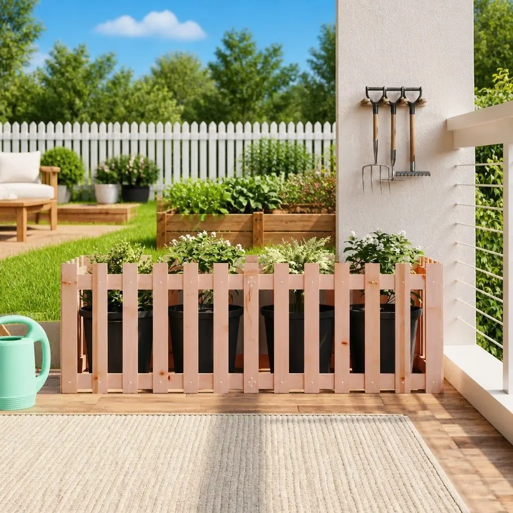 Garden Raised Bed with Fence Design 150x50x50 cm Outdoor Planter Box Solid Wood