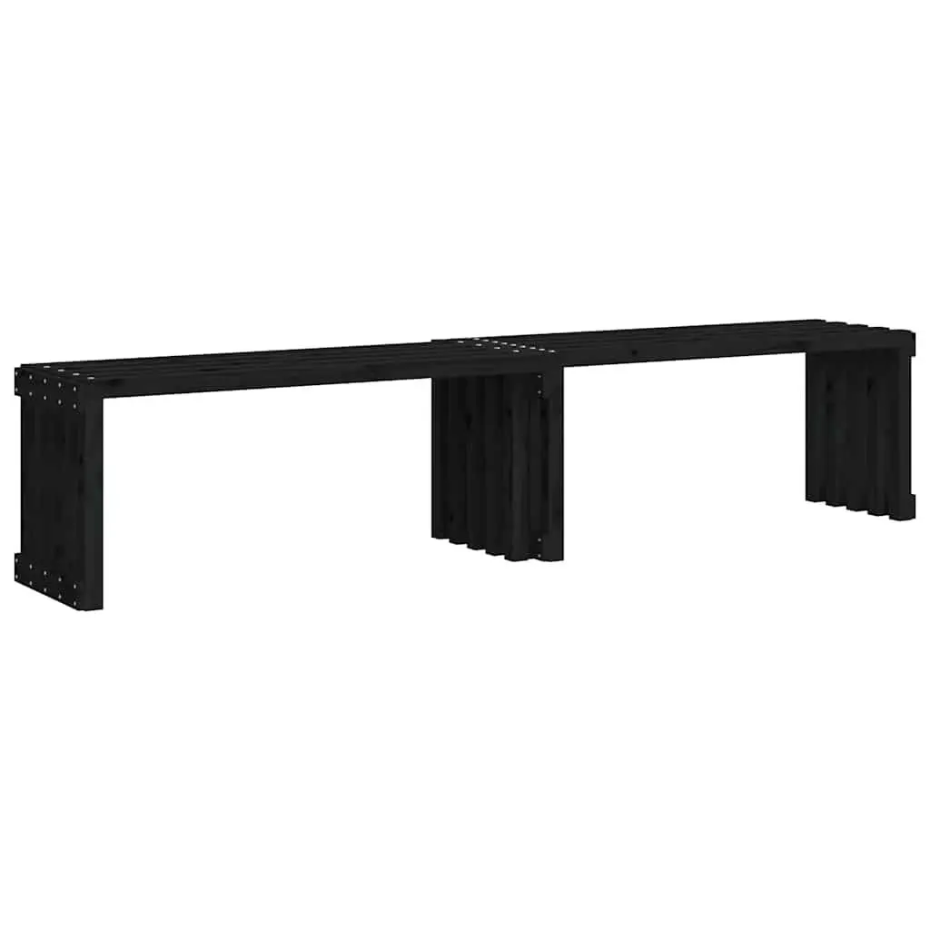 Extendable Garden Bench in Black Solid Pine Wood