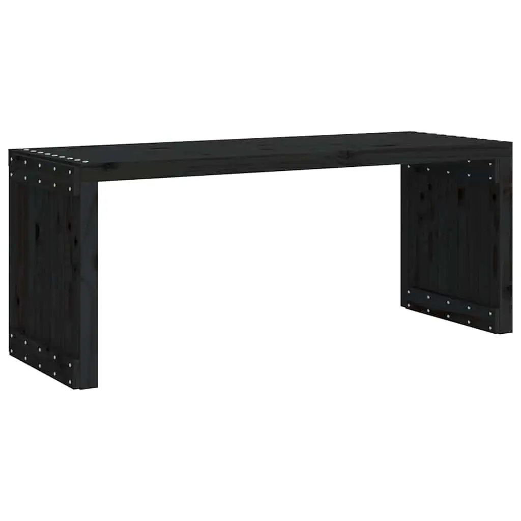 Extendable Garden Bench in Black Solid Pine Wood