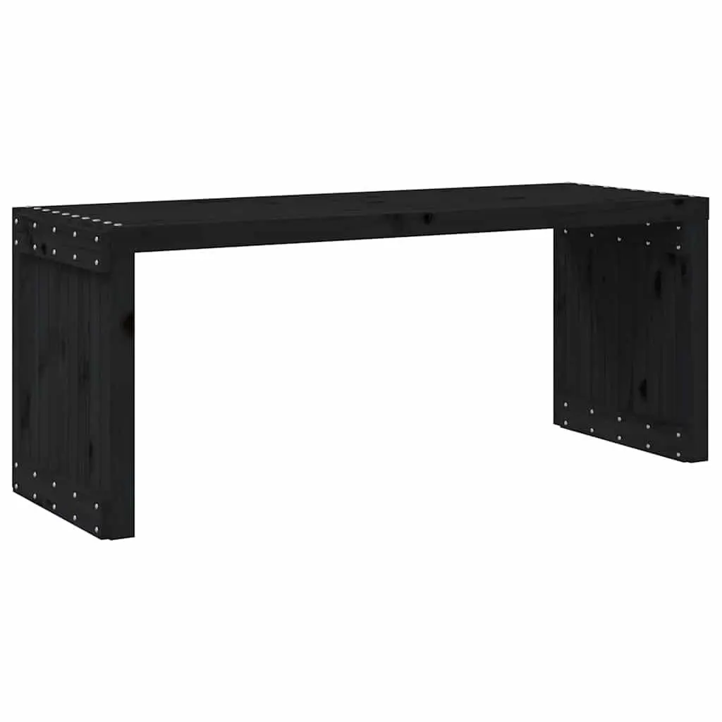 Extendable Garden Bench in Black Solid Pine Wood