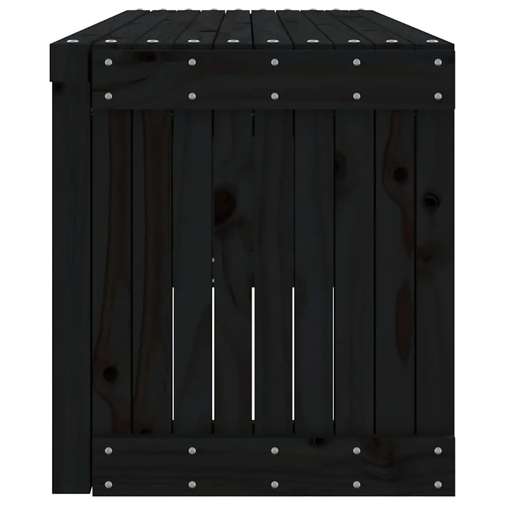 Extendable Garden Bench in Black Solid Pine Wood