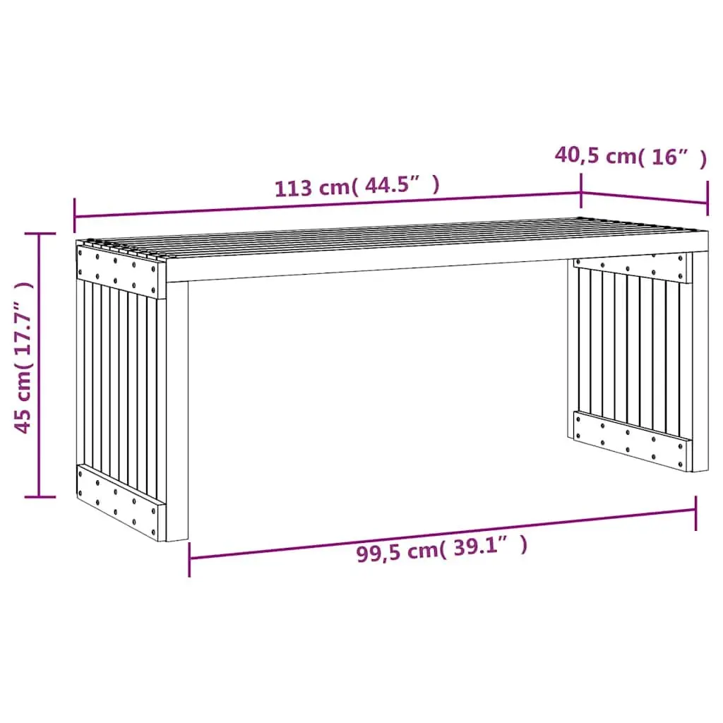 Extendable Garden Bench in Black Solid Pine Wood