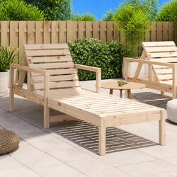 Adjustable Backrest Wooden Sun Lounger for Outdoor Relaxation