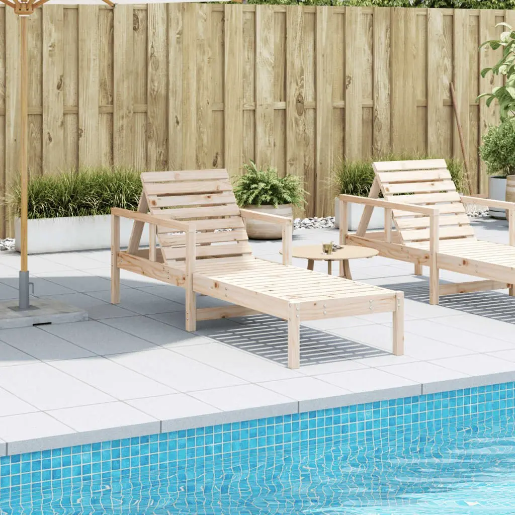 Sun Lounger Solid Pine Wood Adjustable Backrest 1995 x 620 x 550 mm Brown