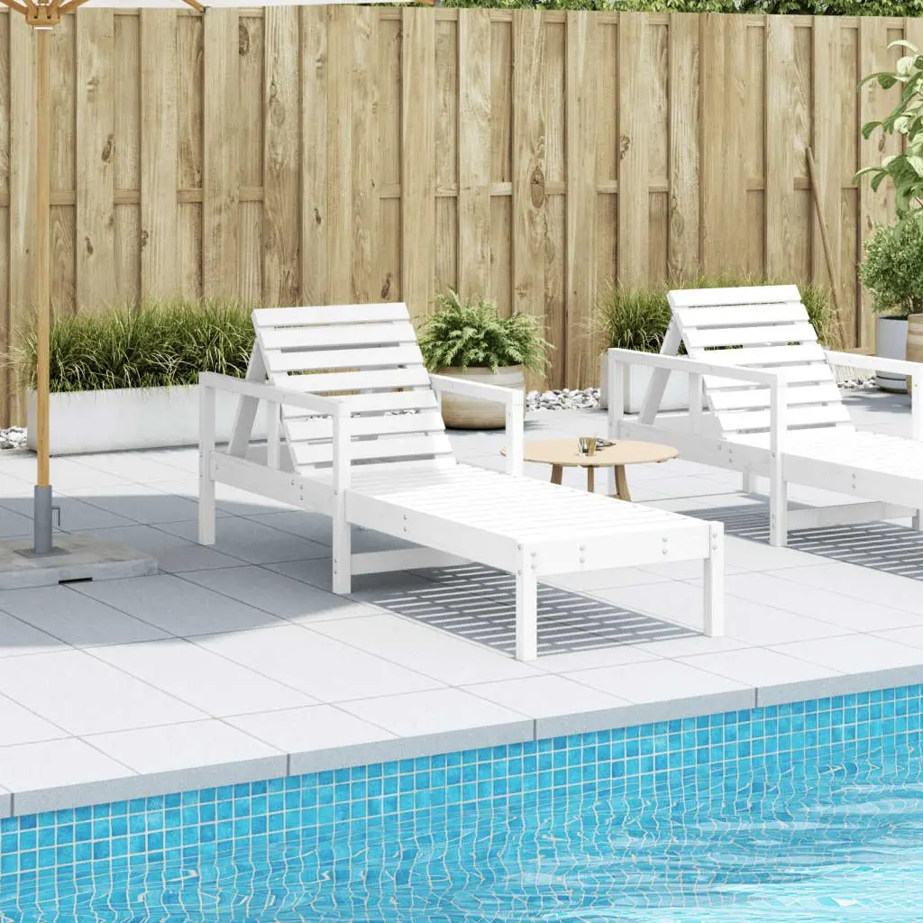 Adjustable White Sun Lounger for Garden and Patio