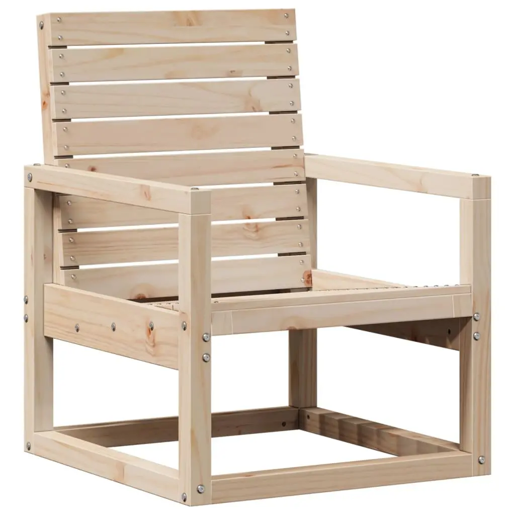 Solid Wood Pine Garden Chair with Armrests for Comfort