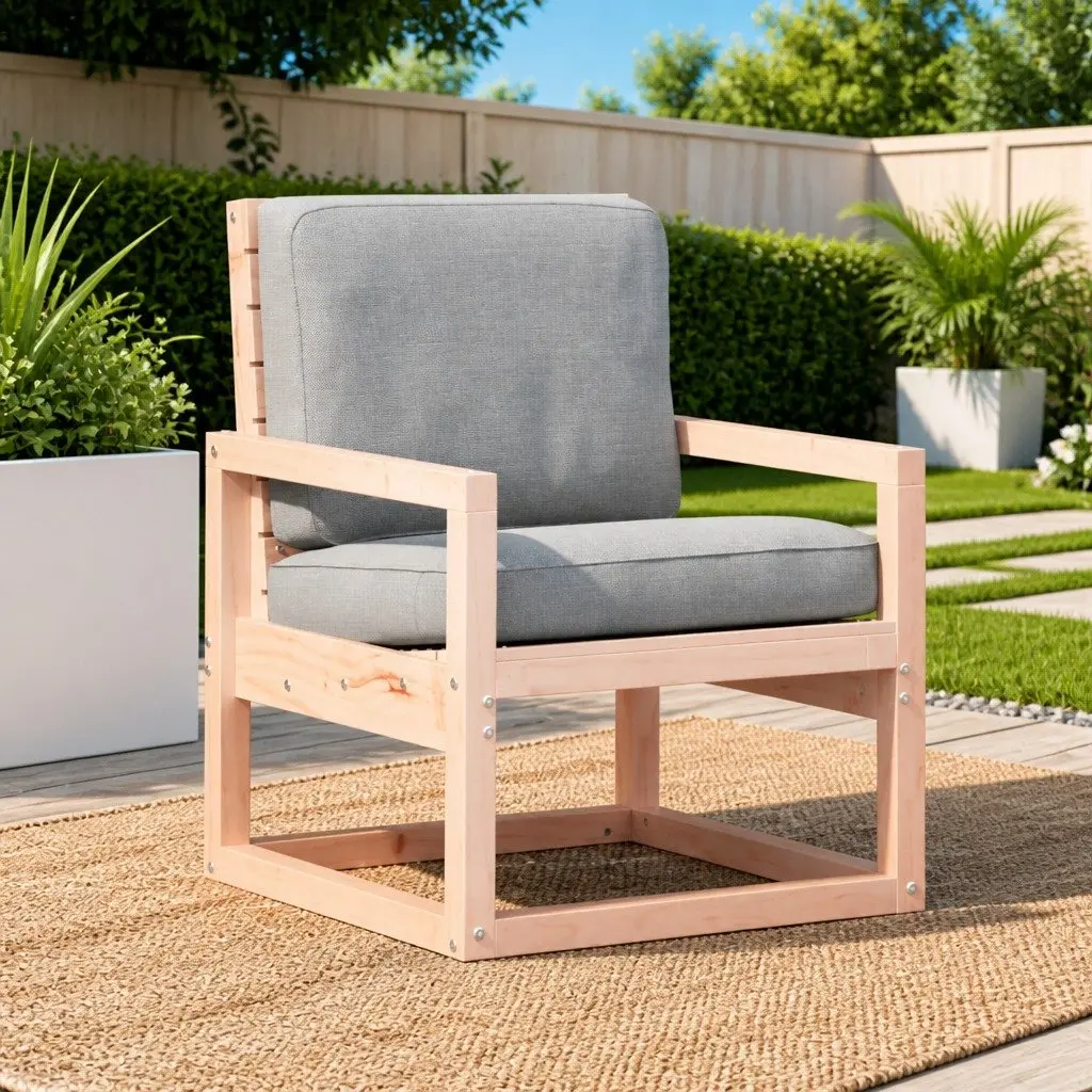 Solid Wood Garden Chair with Armrests and Backrest