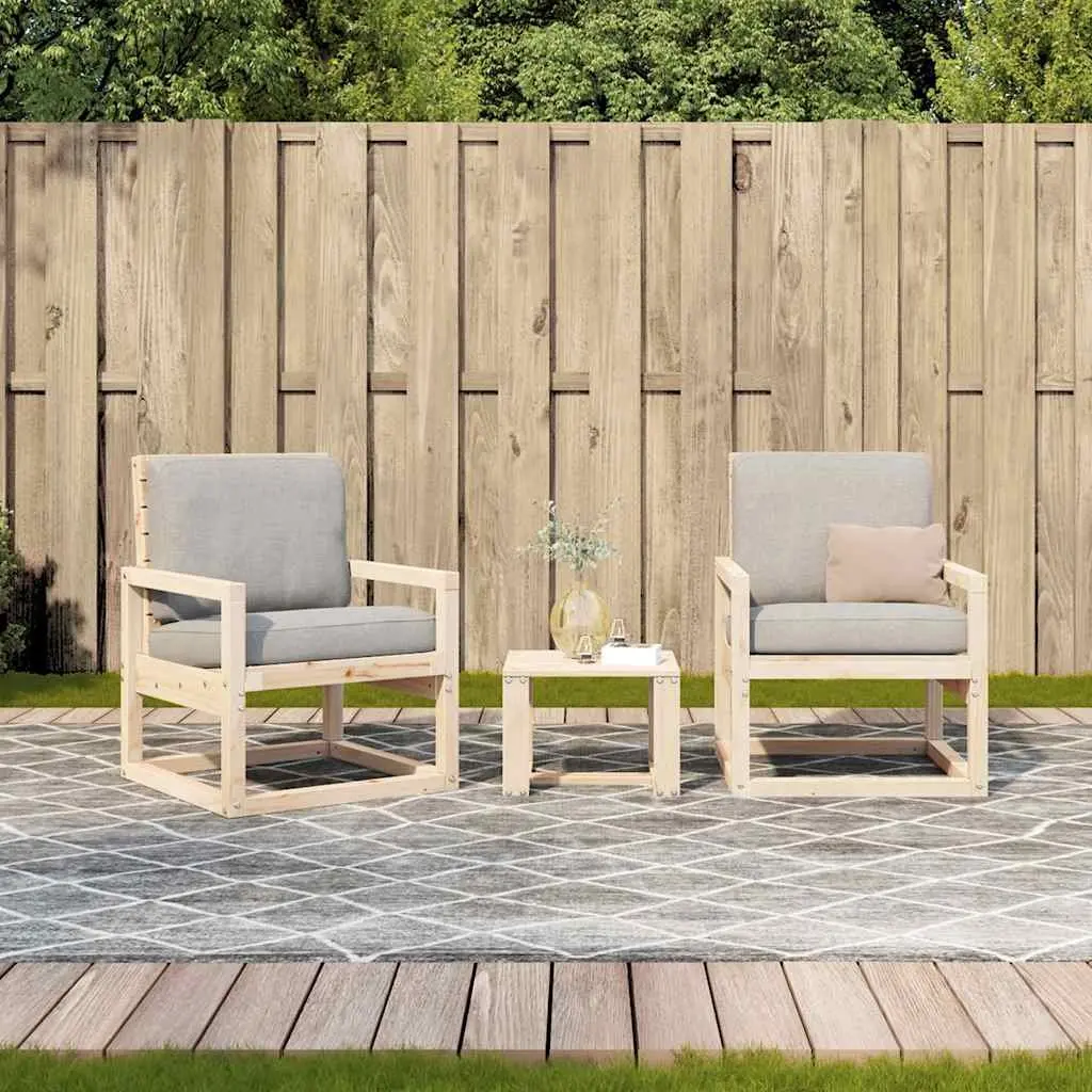 Solid Wood Pine Garden Lounge Set for Outdoors